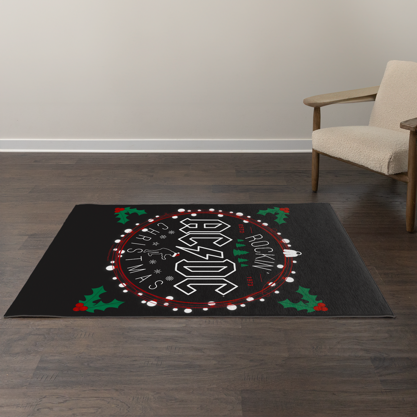 ACDC Christmas Circle Area Rug