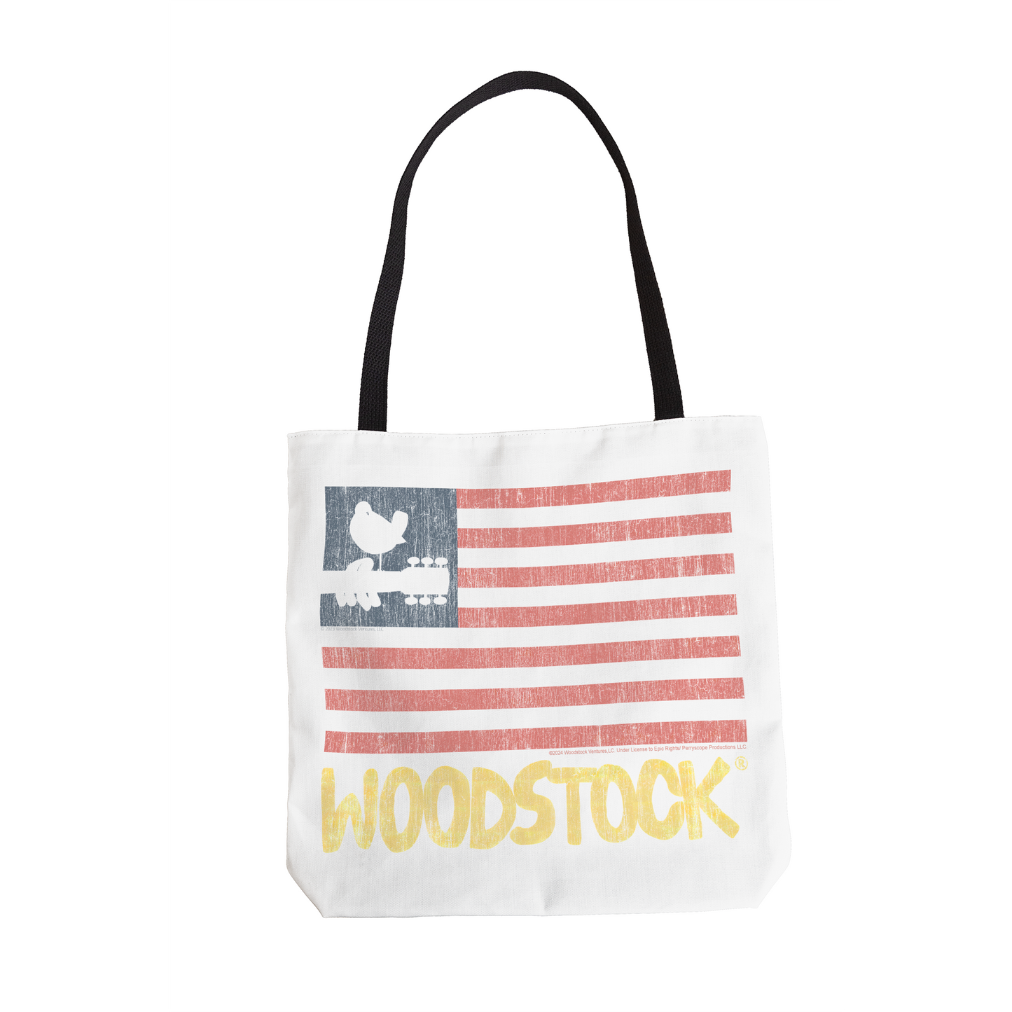 Woodstock Distressed Flag White and Woodstock Distressed Flag White with Tote Bag