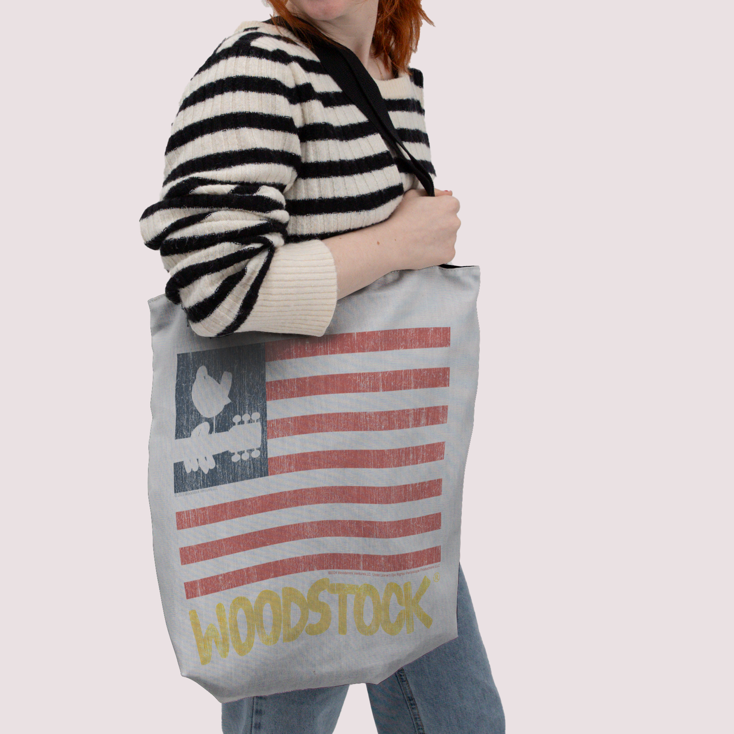 Woodstock Distressed Flag White and Woodstock Distressed Flag White with Tote Bag