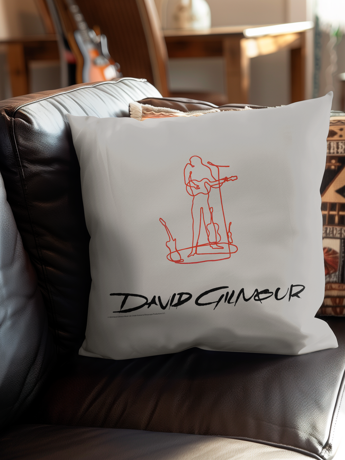 David Gilmour Line Art and David Gilmour Line Art with Throw Pillow