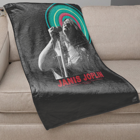 Janis Joplin Halo Photo Black with Fleece Blanket