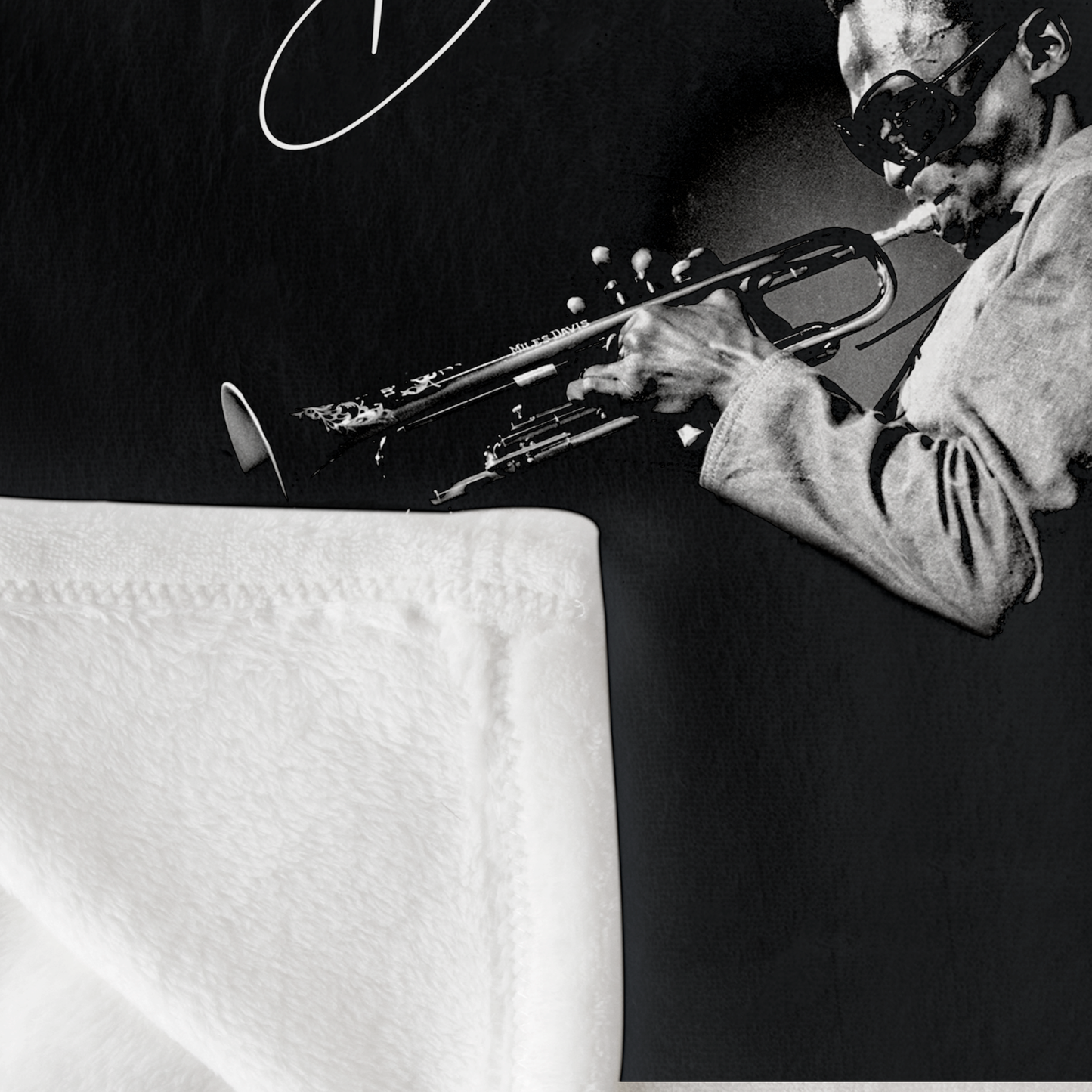 Miles Davis Distressed Photo with Fleece Blanket